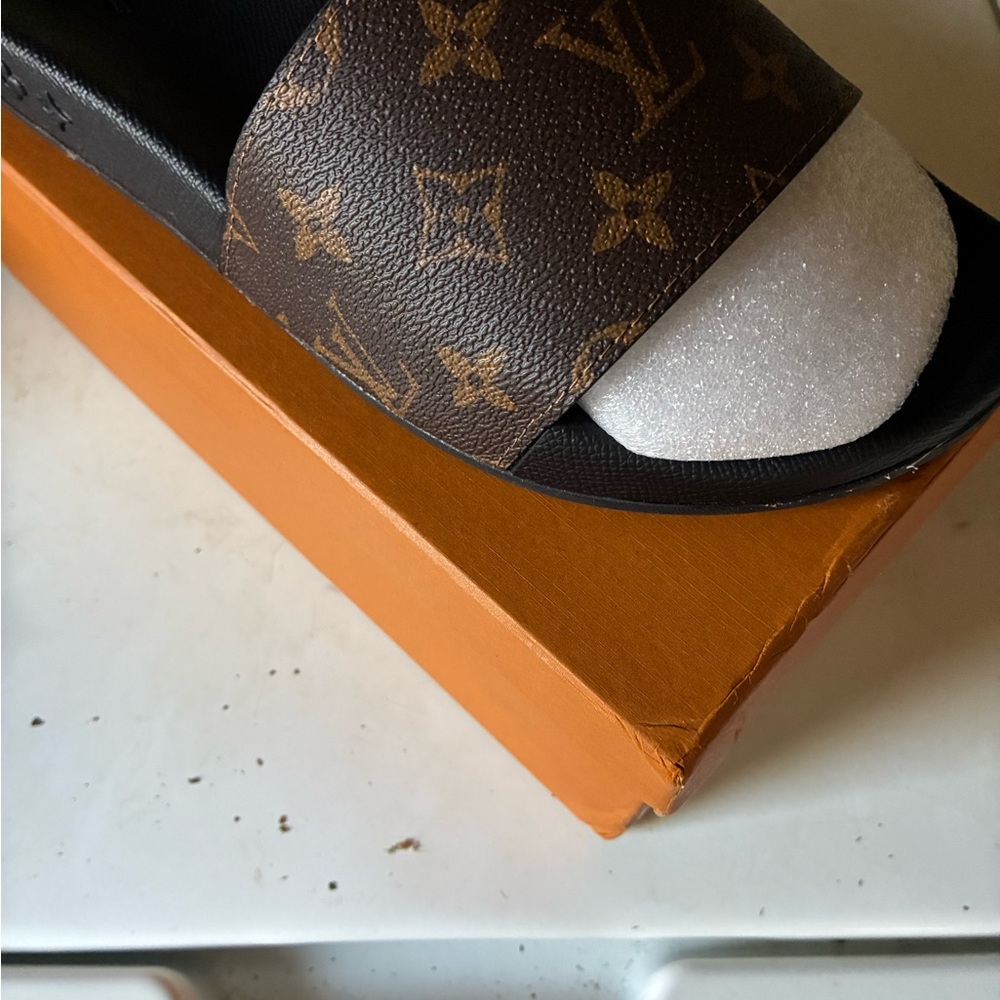 Louis Vuitton Monogram Slide in Brown and Black
